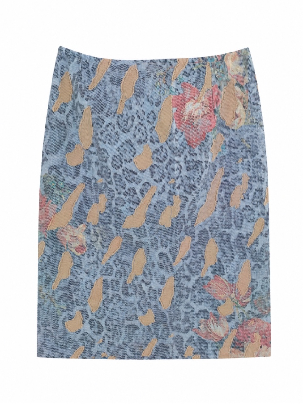 Vintage Ecaille Paris Pencil Skirt | Animal Print & Floral Detail | Y2K Cavalli